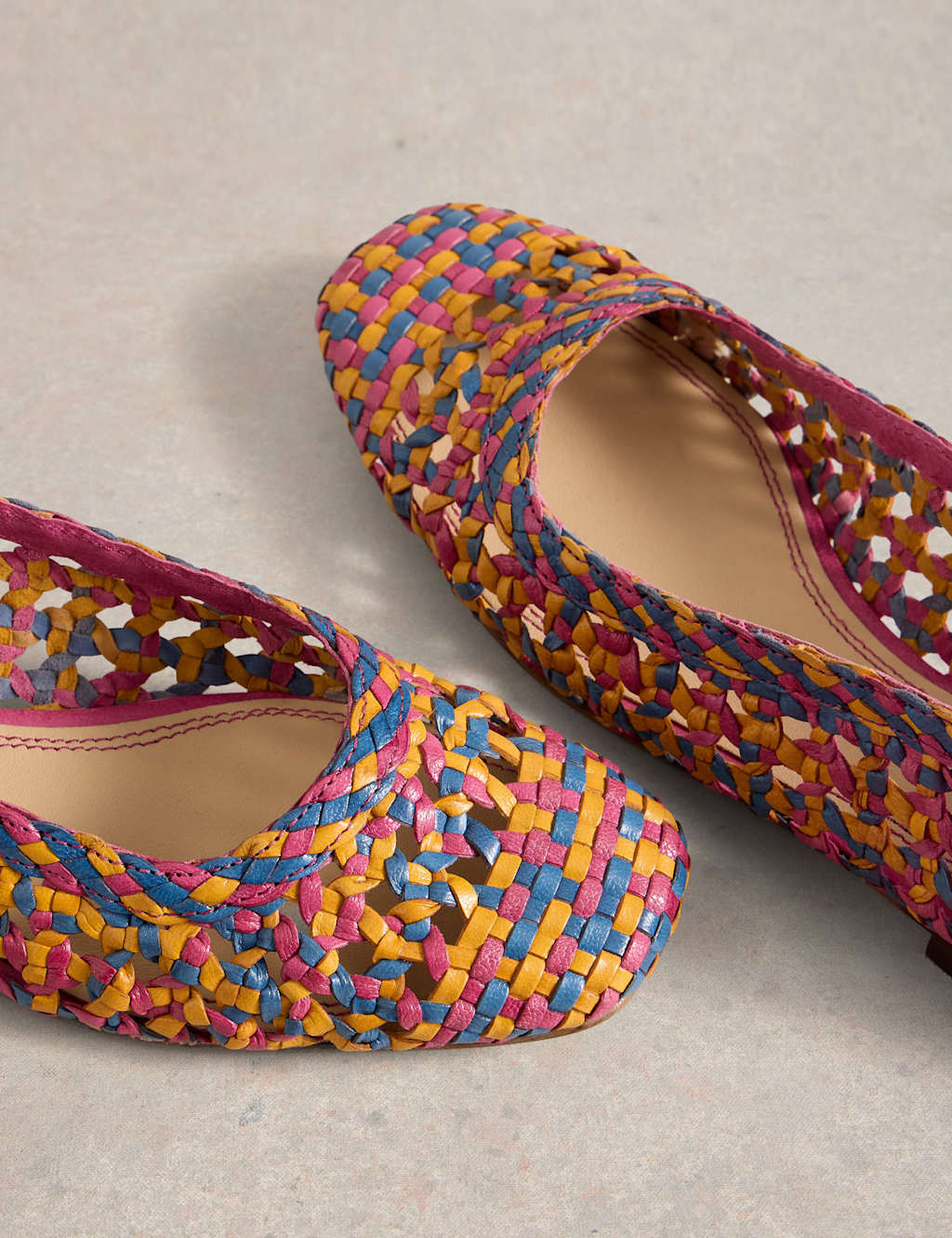 Leather Woven Colour Block Ballet Pumps 4 of 4