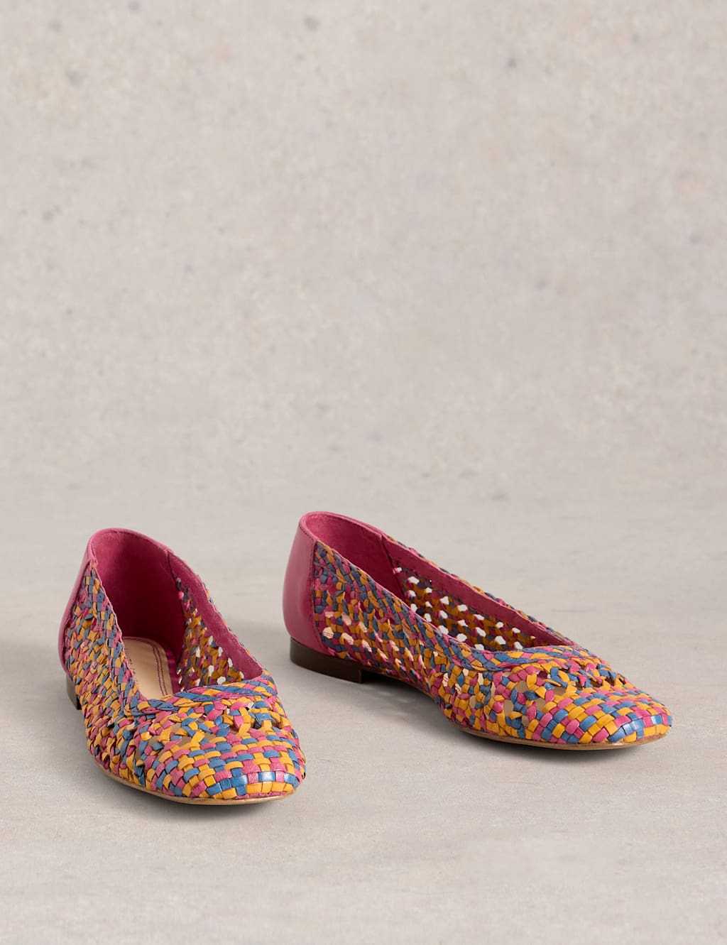 Leather Woven Colour Block Ballet Pumps 2 of 4