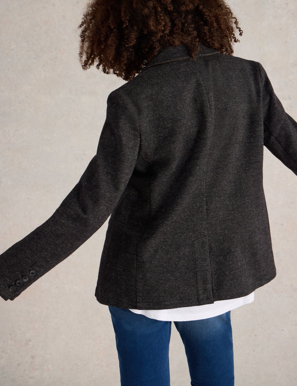 Wool Blend Jersey Single Breasted Blazer 3 of 6