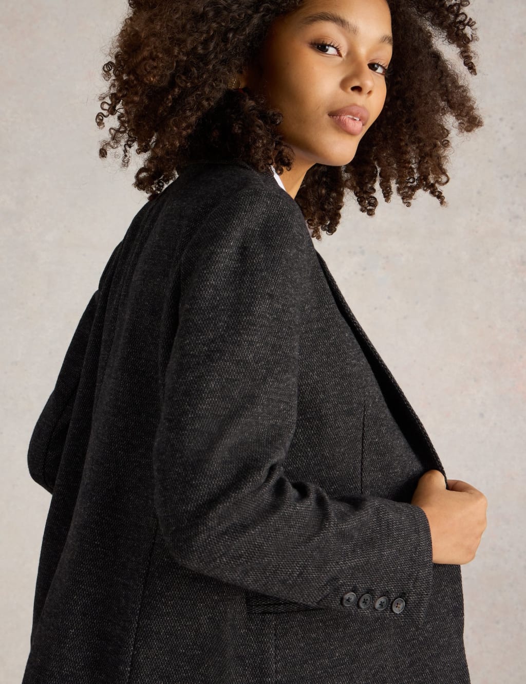 Wool Blend Jersey Single Breasted Blazer 5 of 6
