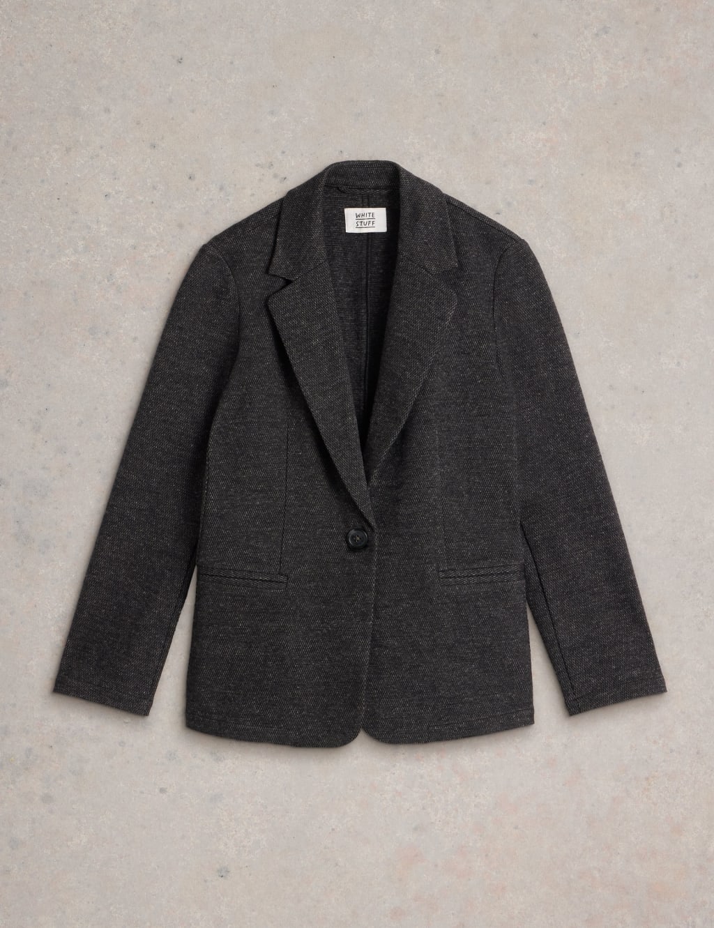 Wool Blend Jersey Single Breasted Blazer 2 of 6
