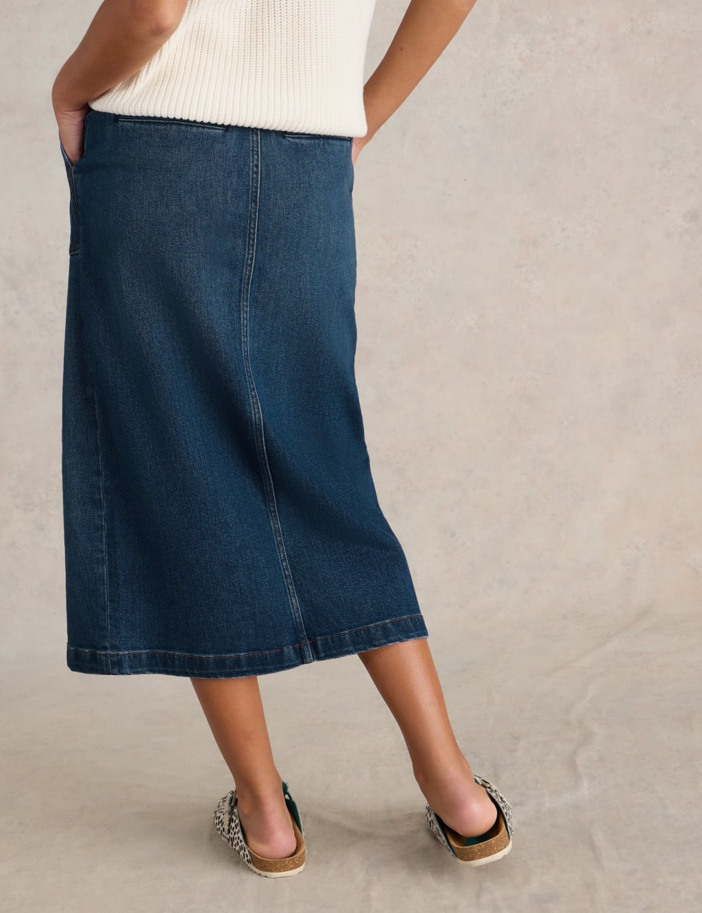 Cotton Rich Denim Midi Skirt 4 of 6