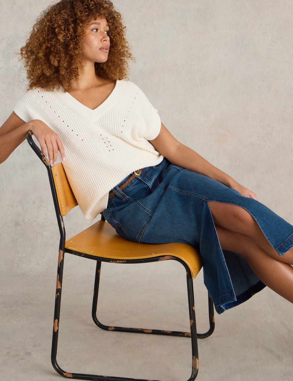 Cotton Rich Denim Midi Skirt 5 of 6