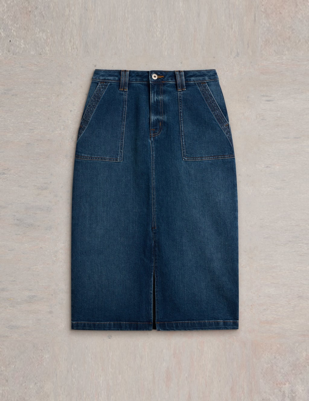 Cotton Rich Denim Midi Skirt 2 of 6