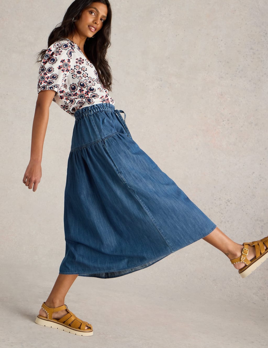 Midi denim skirt cotton on cheap