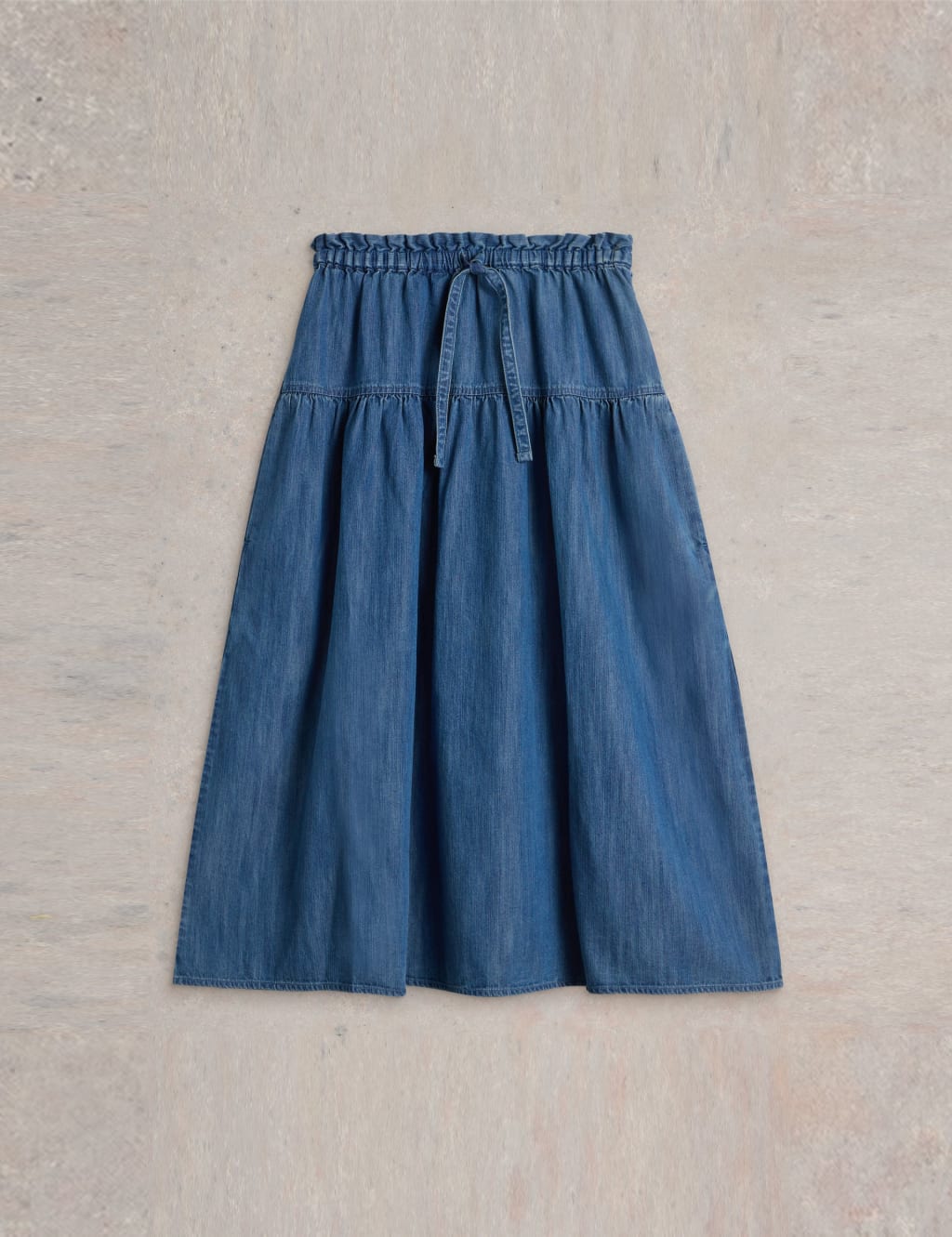 Pure Cotton Denim Midi Skirt