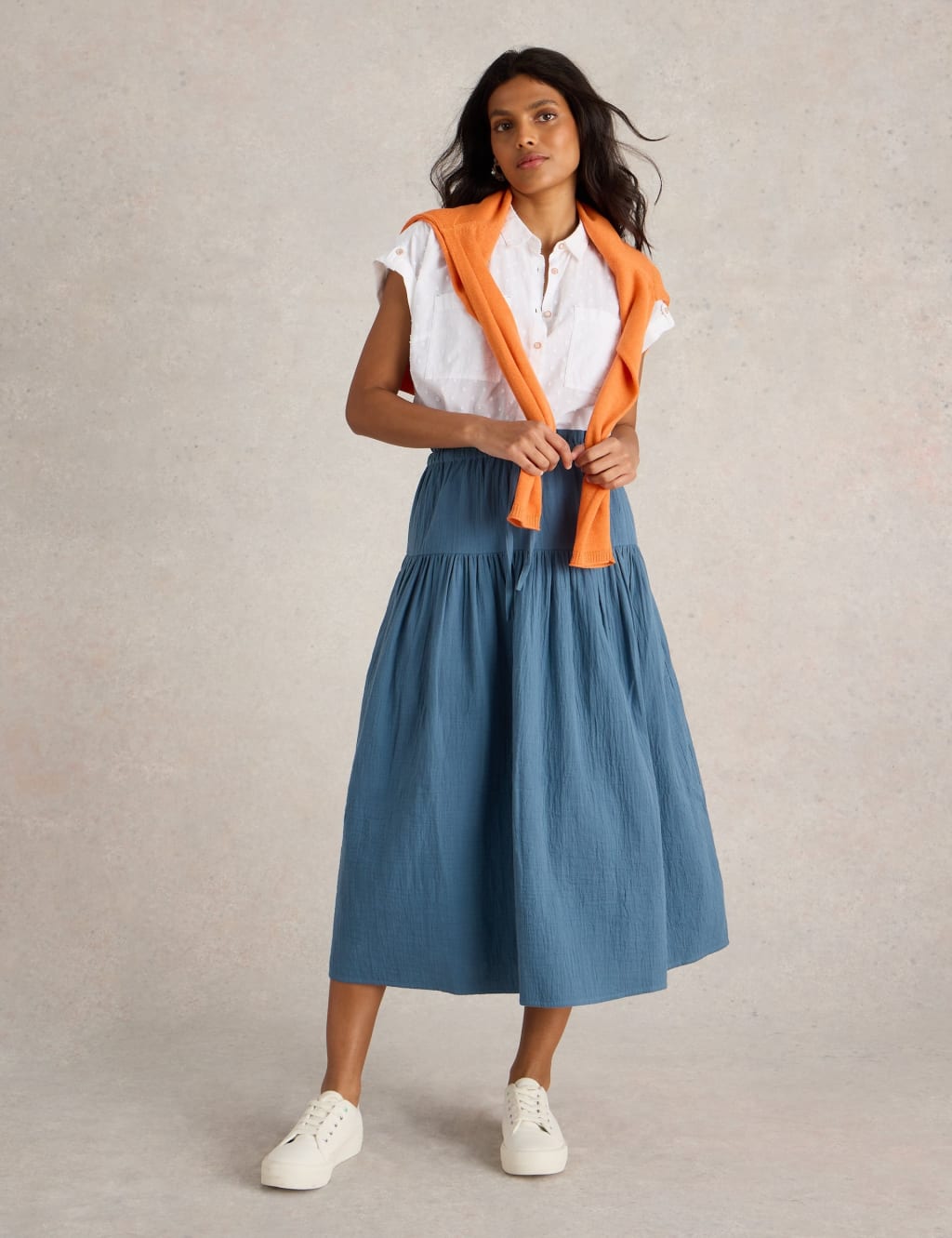 Pure Cotton Maxi A Line Skirt White Stuff M S