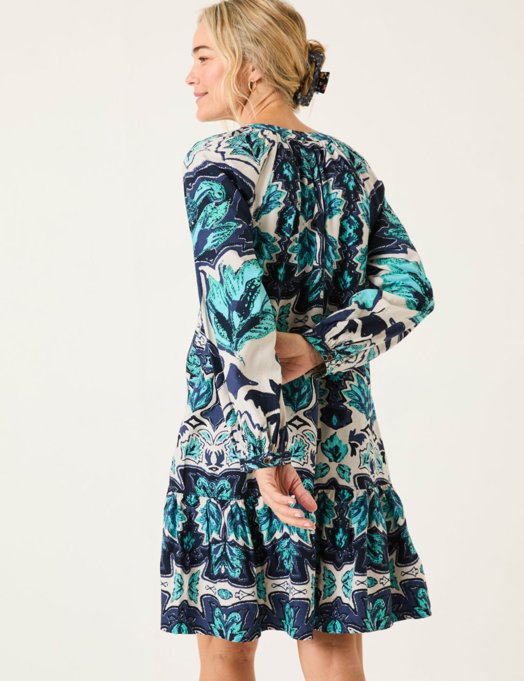 Cotton Rich Printed Mini Swing Dress 3 of 4