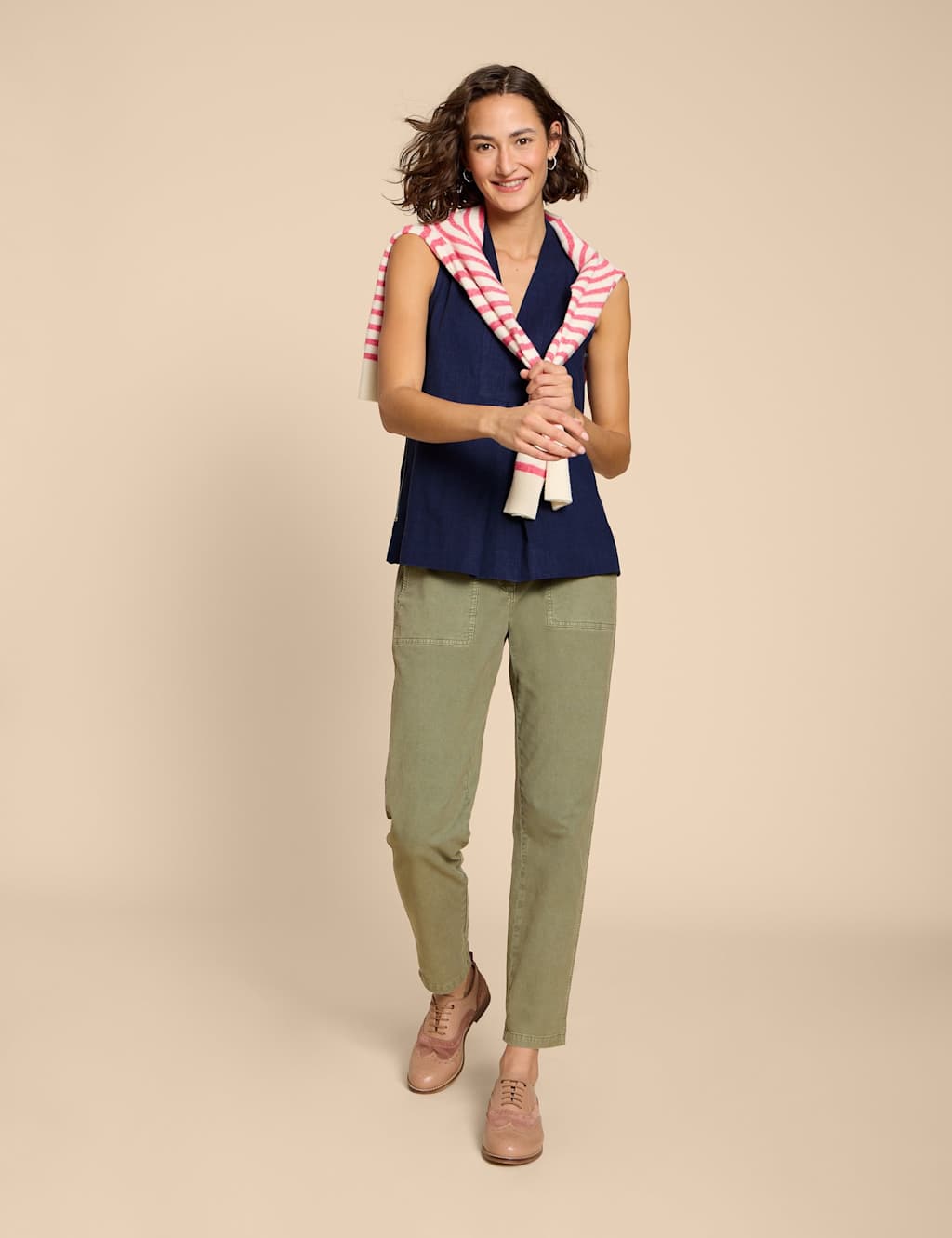 Linen Blend V-Neck Blouse 3 of 7