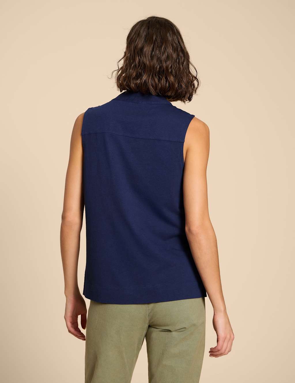 Linen Blend V-Neck Blouse 4 of 7