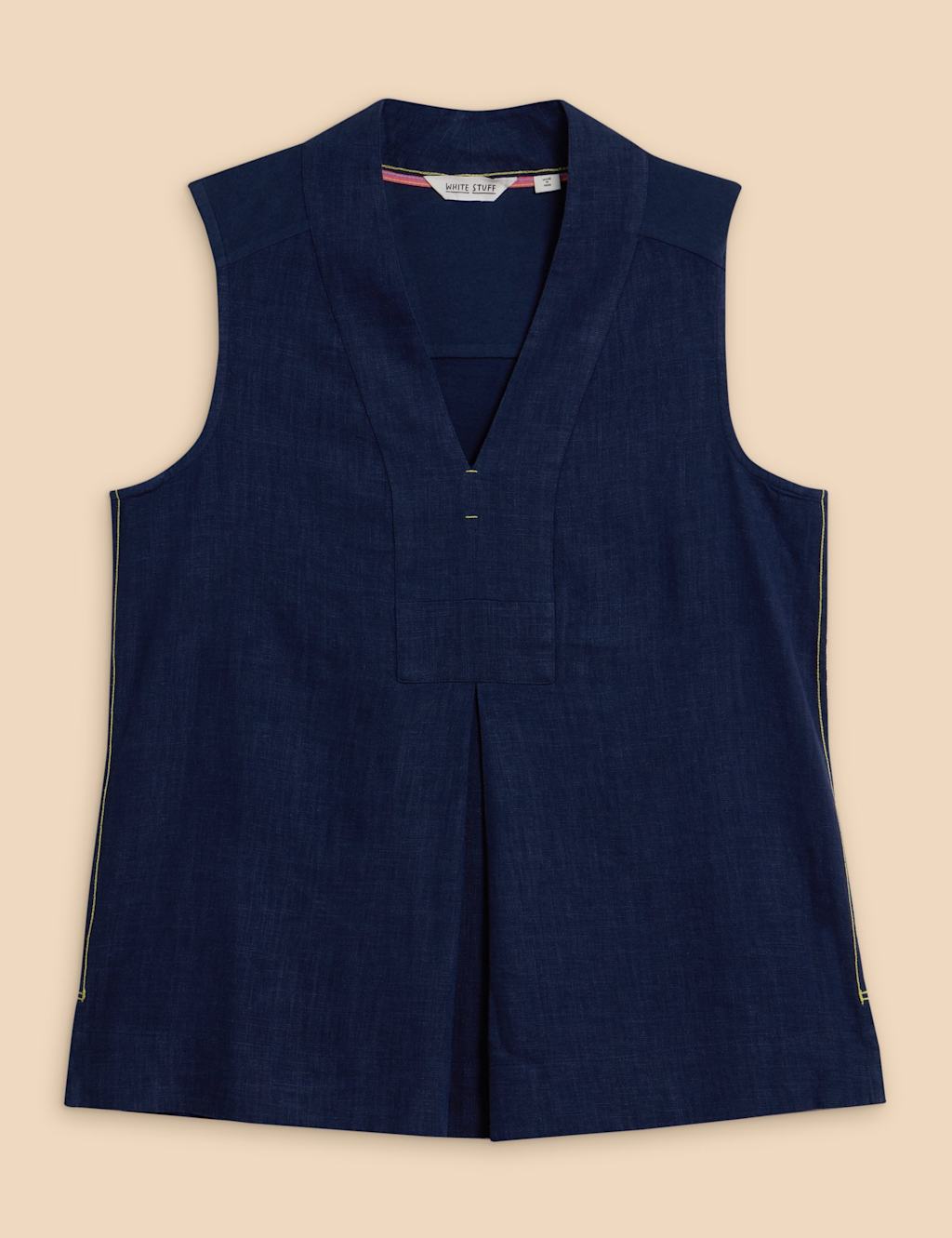 Linen Blend V-Neck Blouse 2 of 7