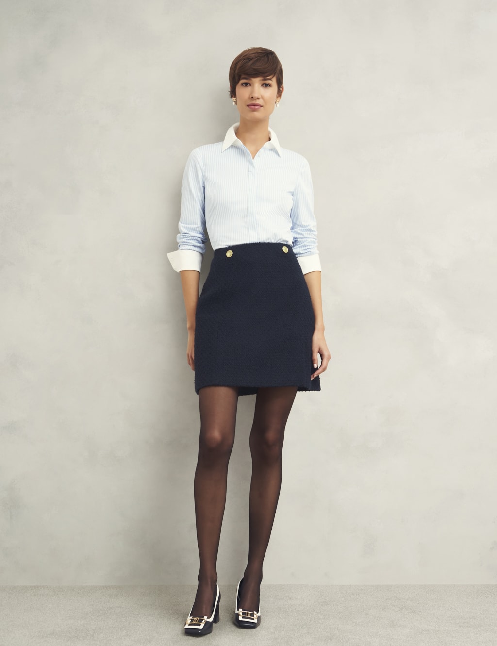 Wool Blend Textured Mini A-Line Skirt 6 of 7