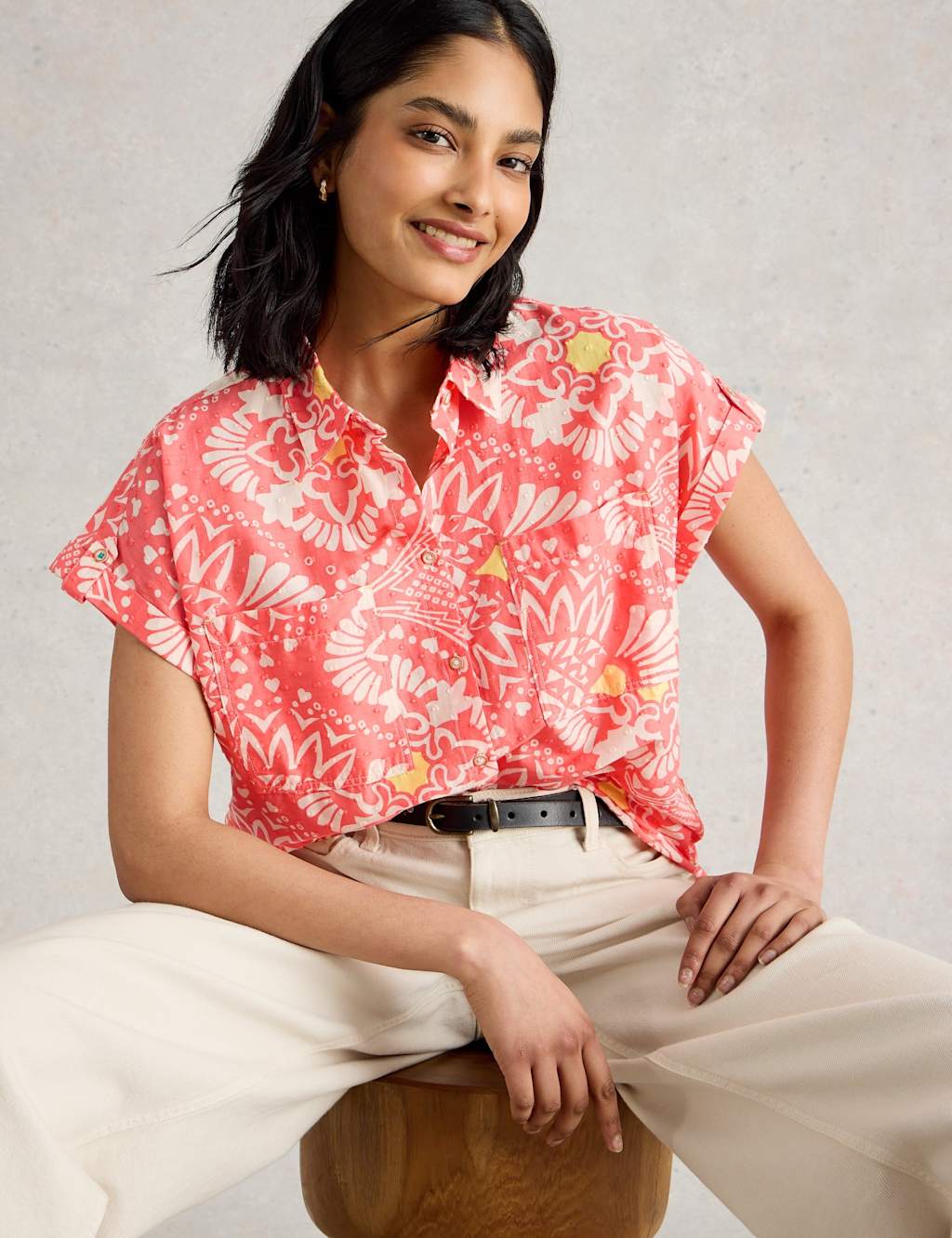 Pure Cotton Printed Button Through Shirt 1 of 6
