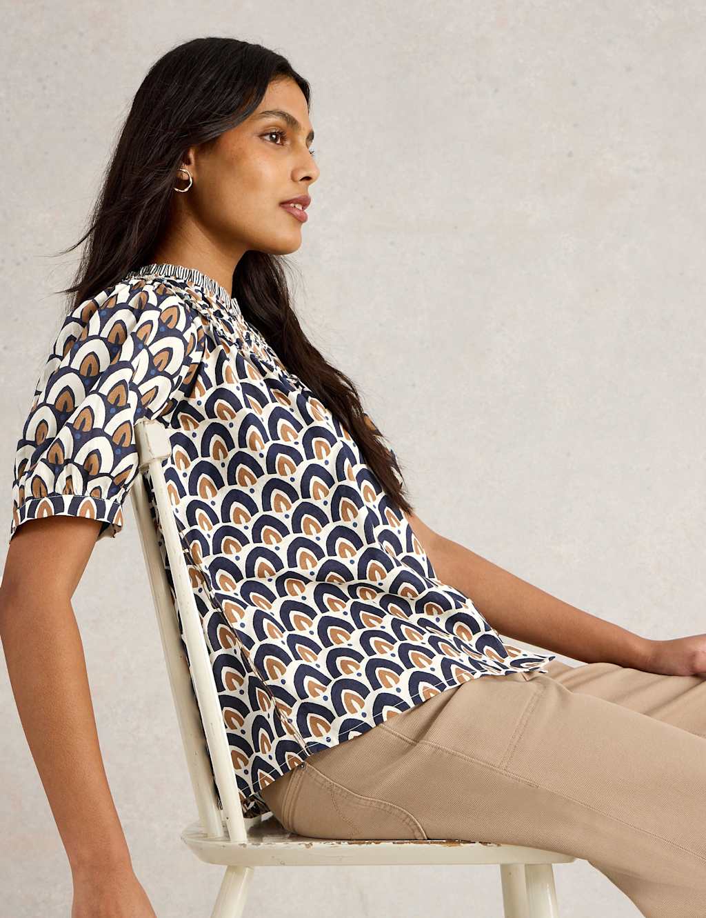 Pure Cotton Printed Notch Neck Top 5 of 6