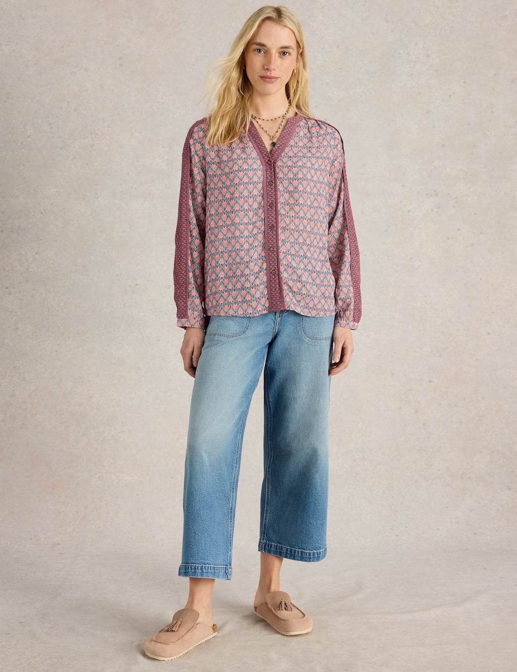 Printed Notch Neck Top 3 of 6