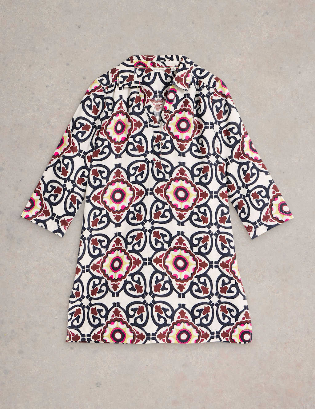 Pure Linen Printed V-Neck Collared Tunic 2 of 6