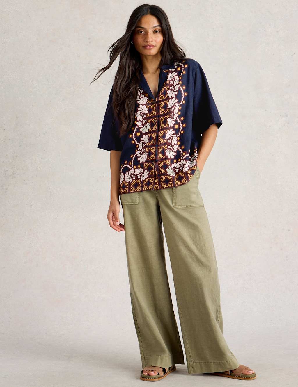 Linen Rich Printed Button Through Shirt 3 of 6