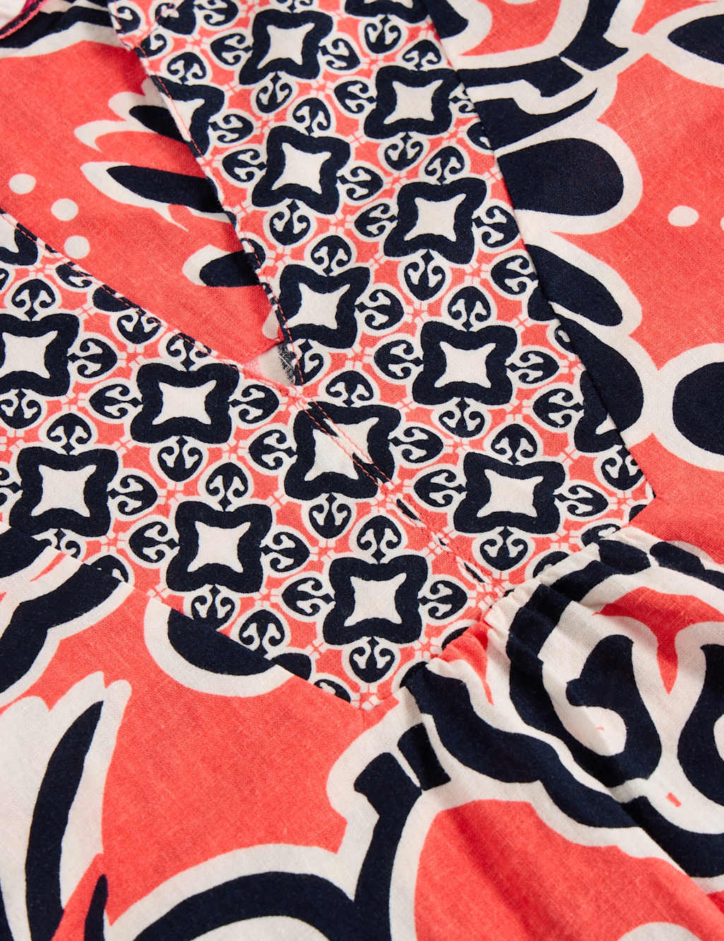 Linen Blend Printed V-Neck Top 6 of 6