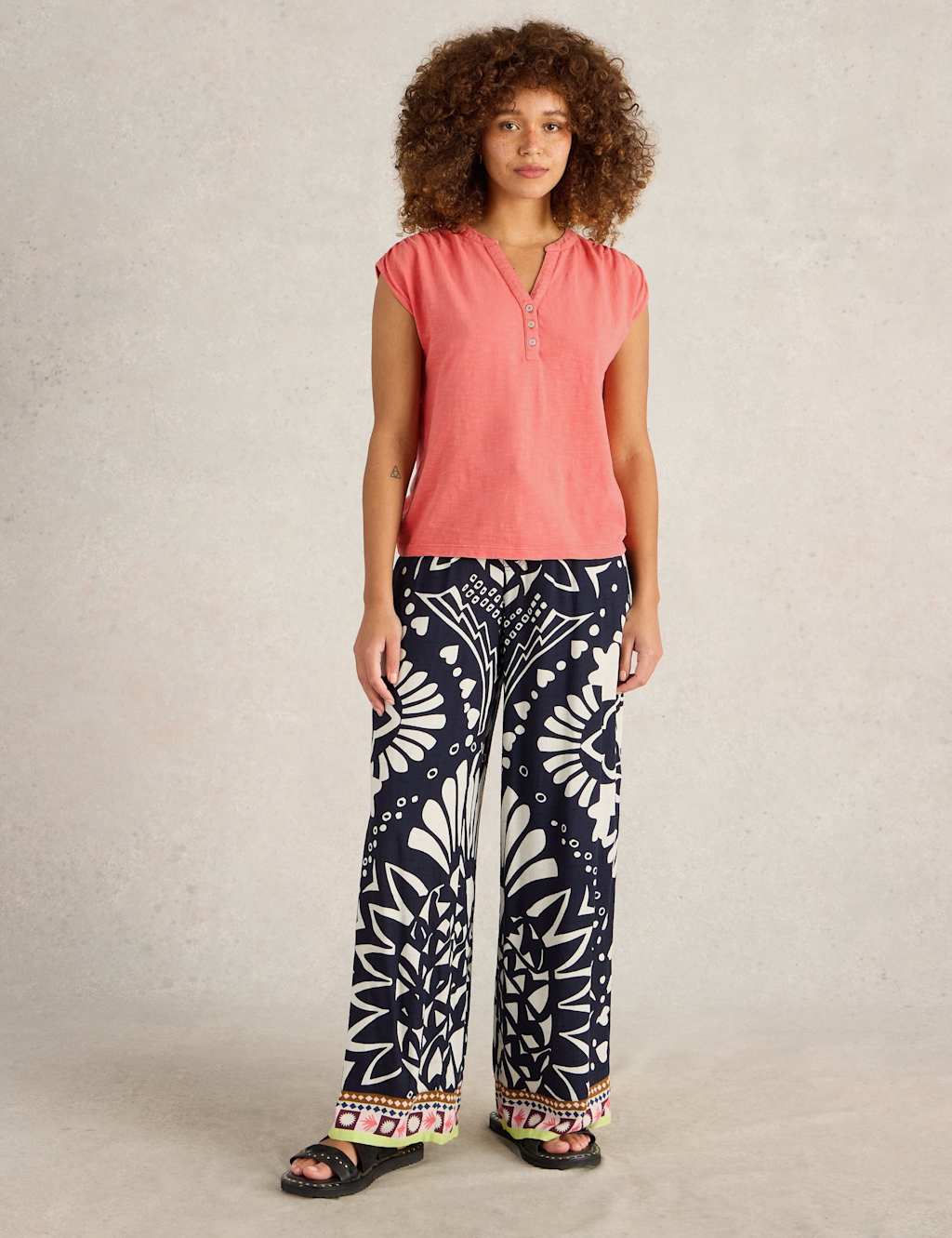 Pure Cotton Broderie Detail V-Neck Top 3 of 6