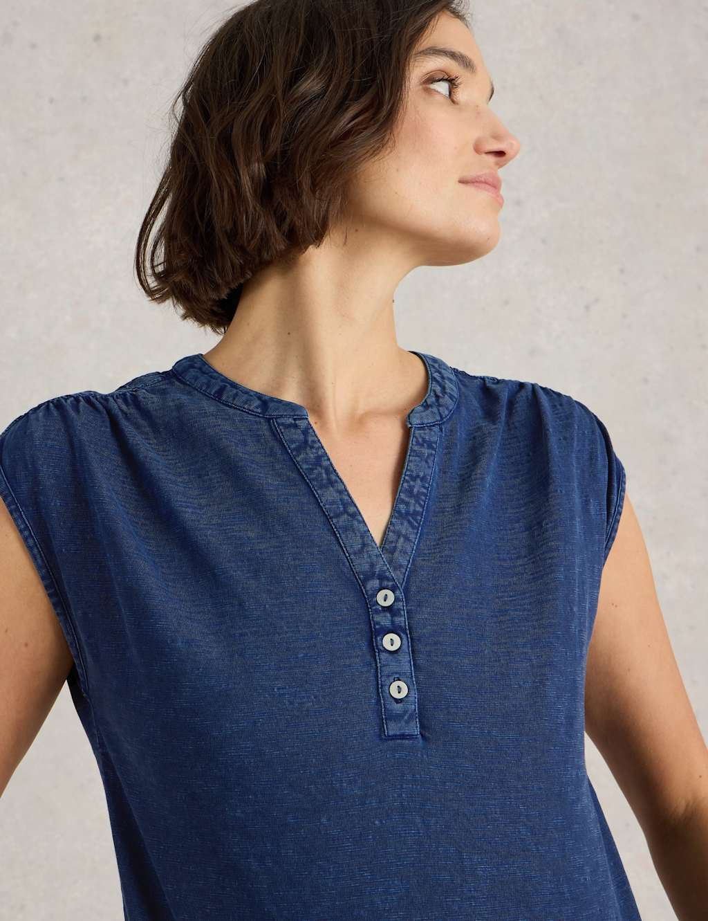 Pure Cotton Broderie Detail V-Neck Top 4 of 6