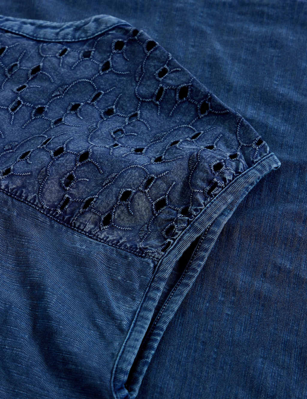 Pure Cotton Broderie Detail V-Neck Top 6 of 6