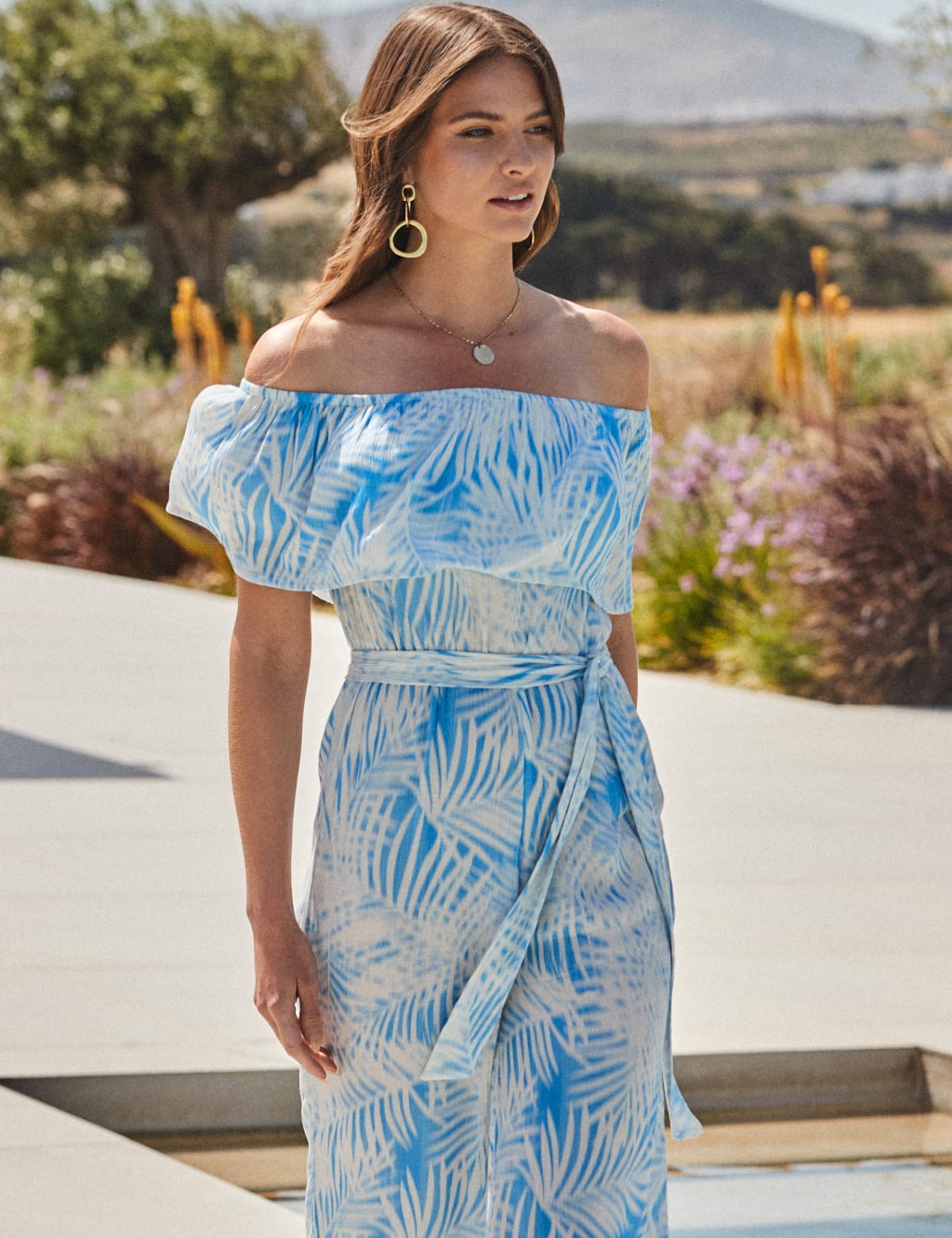 Palm Print Wide Leg Jumpsuit 6 of 6