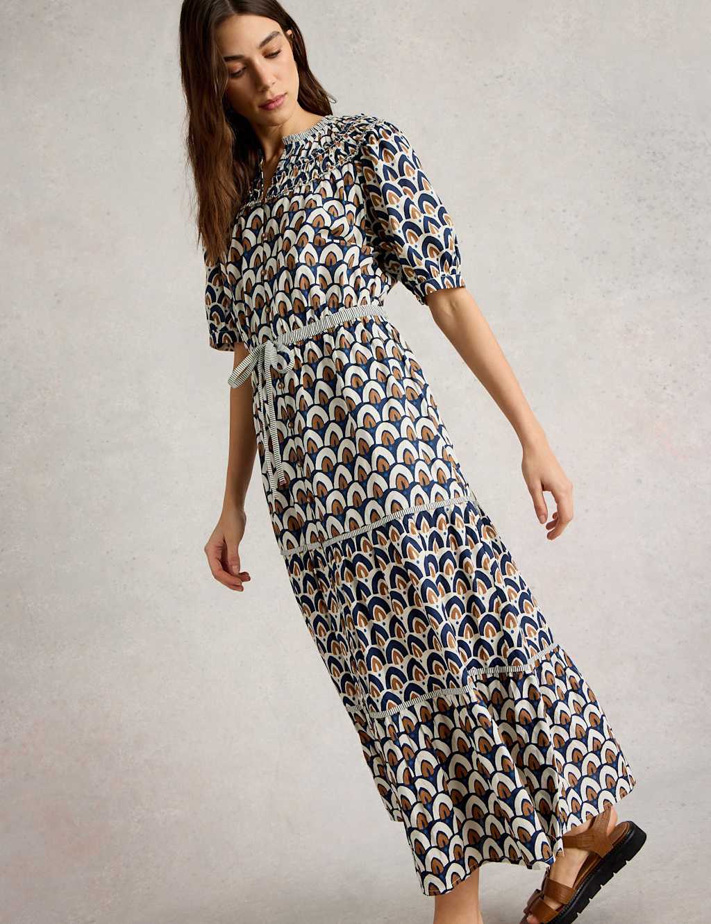 Pure Cotton Printed Midaxi Tiered Dress 5 of 6