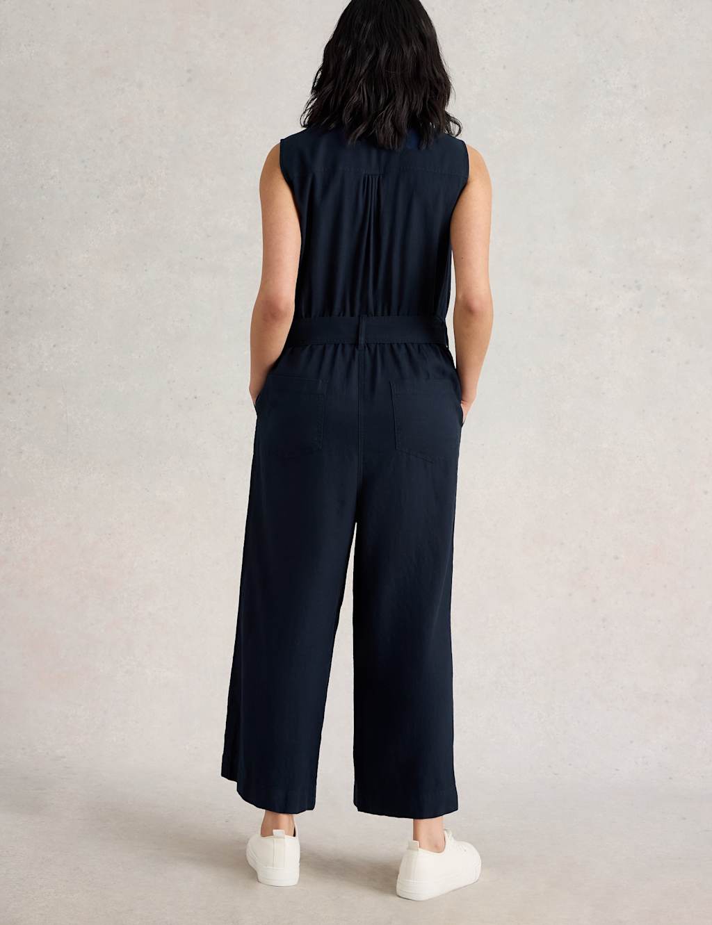 Linen Rich Cropped Wide Leg Jumpsuit 3 of 6
