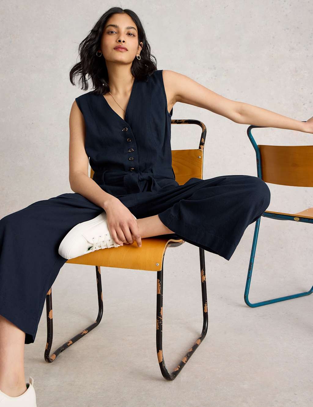 Linen Rich Cropped Wide Leg Jumpsuit 5 of 6