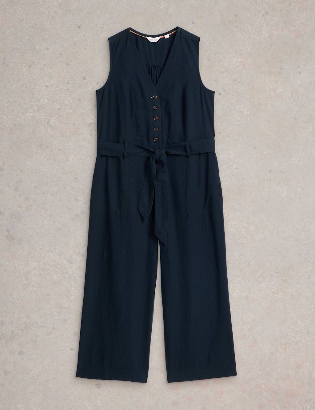 Linen Rich Cropped Wide Leg Jumpsuit 2 of 6
