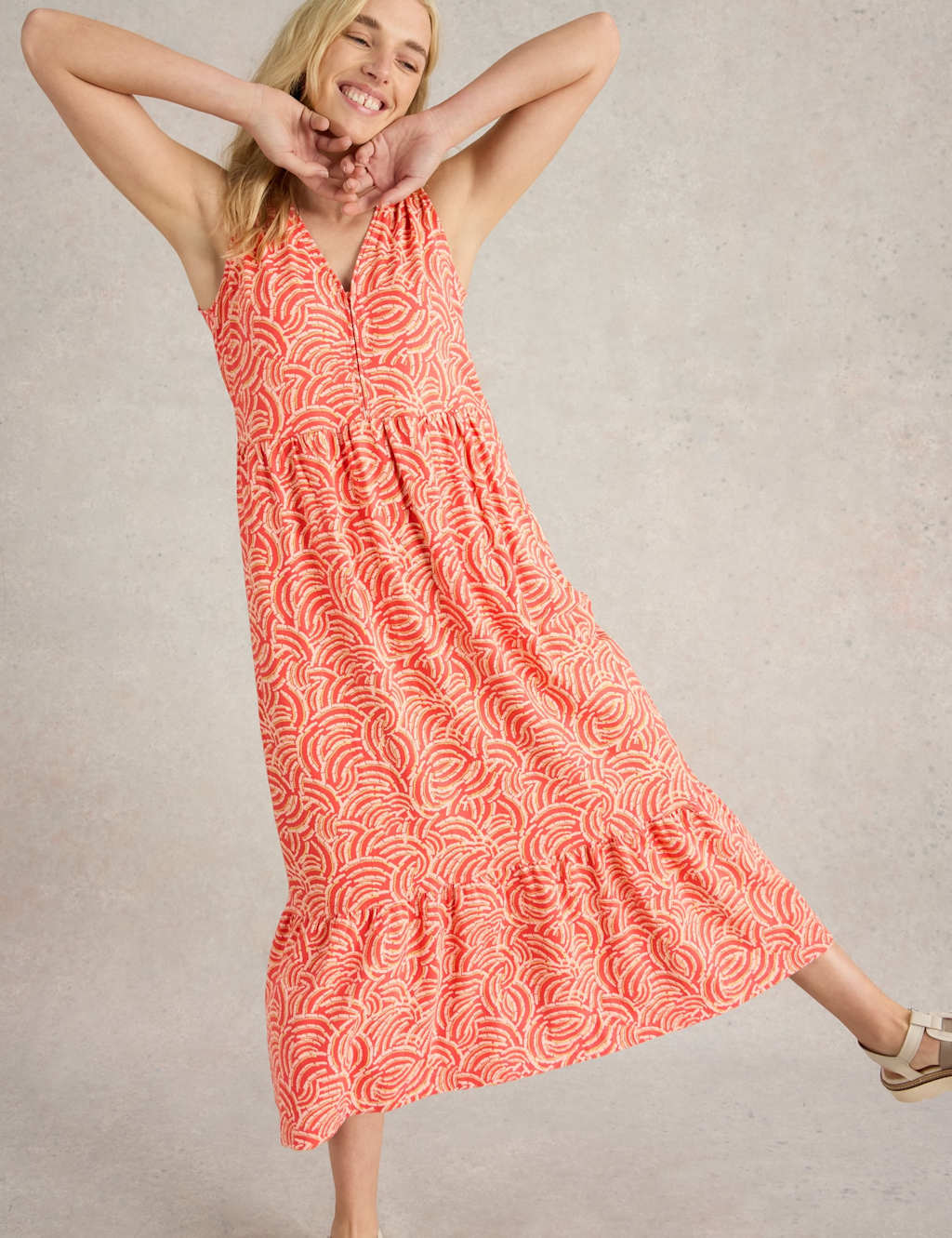 Jersey Printed V-Neck Midaxi Tiered Dress 5 of 6