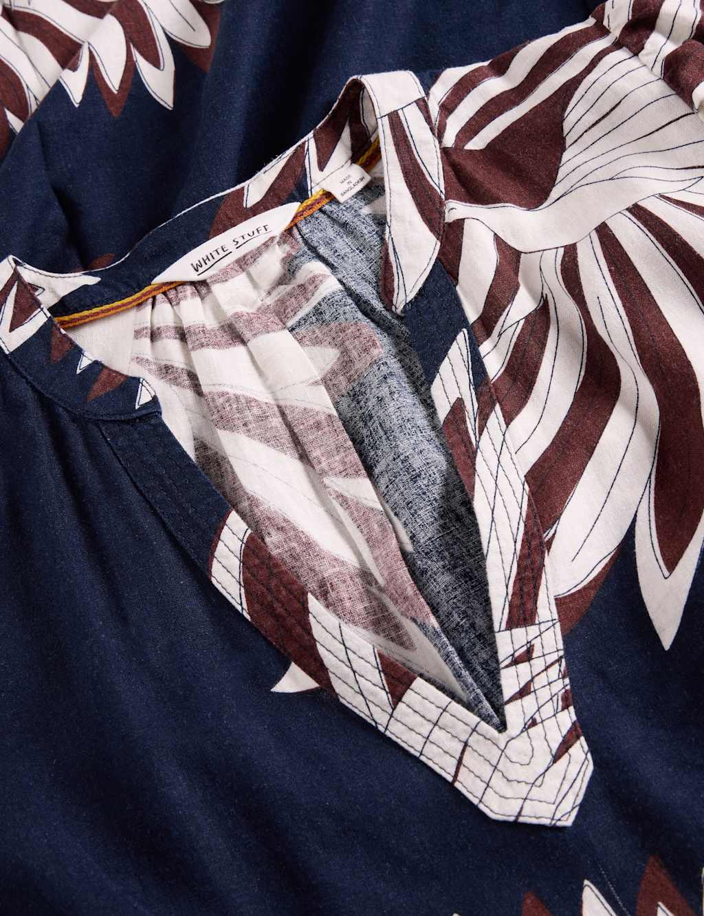 Linen Blend Printed V-Neck Waisted Dress 6 of 6