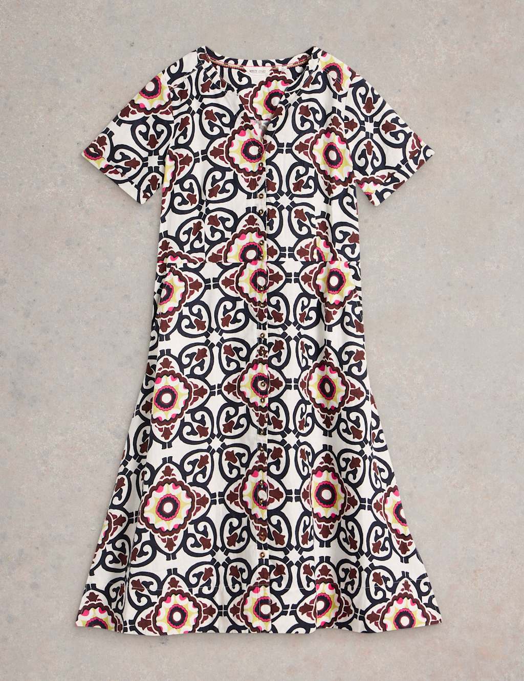 Pure Linen Printed Midi Shirt Dress 2 of 6