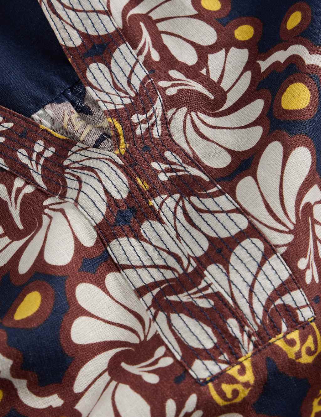 Pure Linen Printed Notch Neck Shift Dress 6 of 6