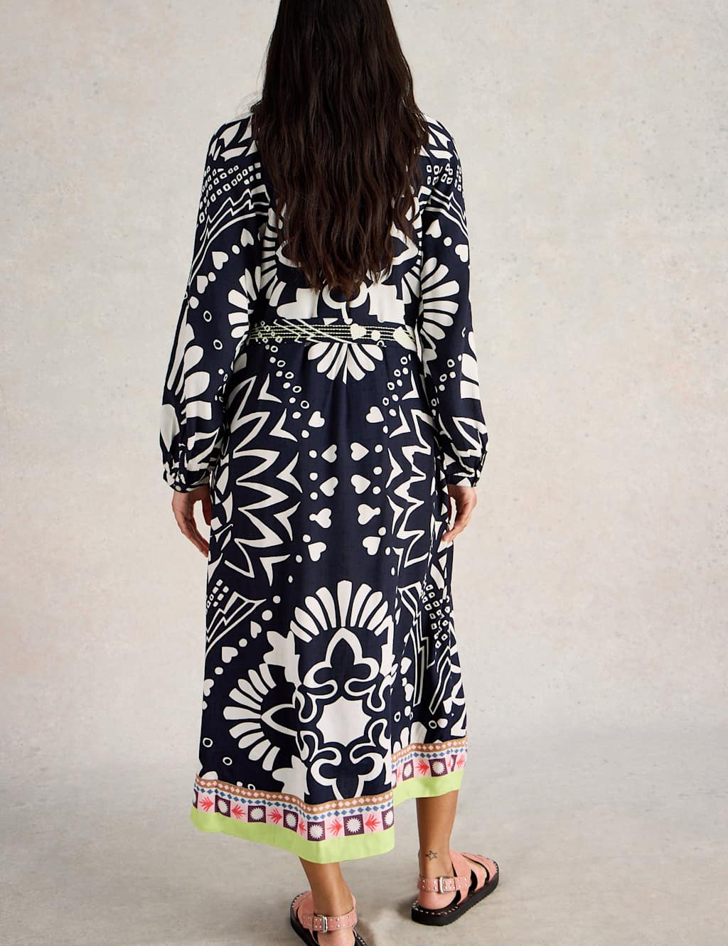 Printed V-Neck Midi Kaftan Dress 3 of 6