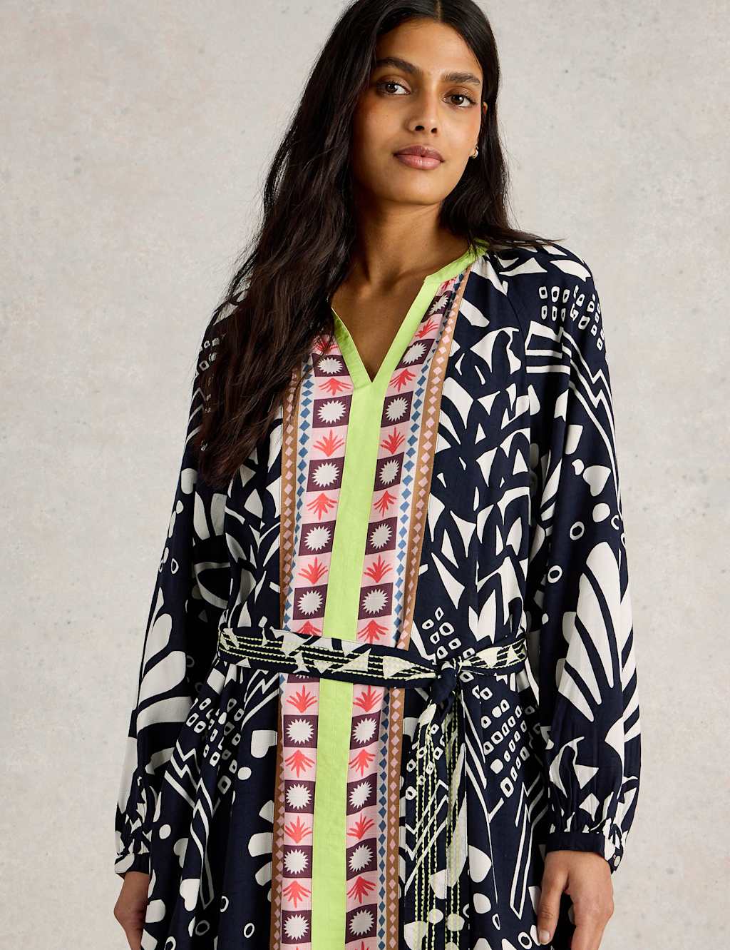 Printed V-Neck Midi Kaftan Dress 4 of 6