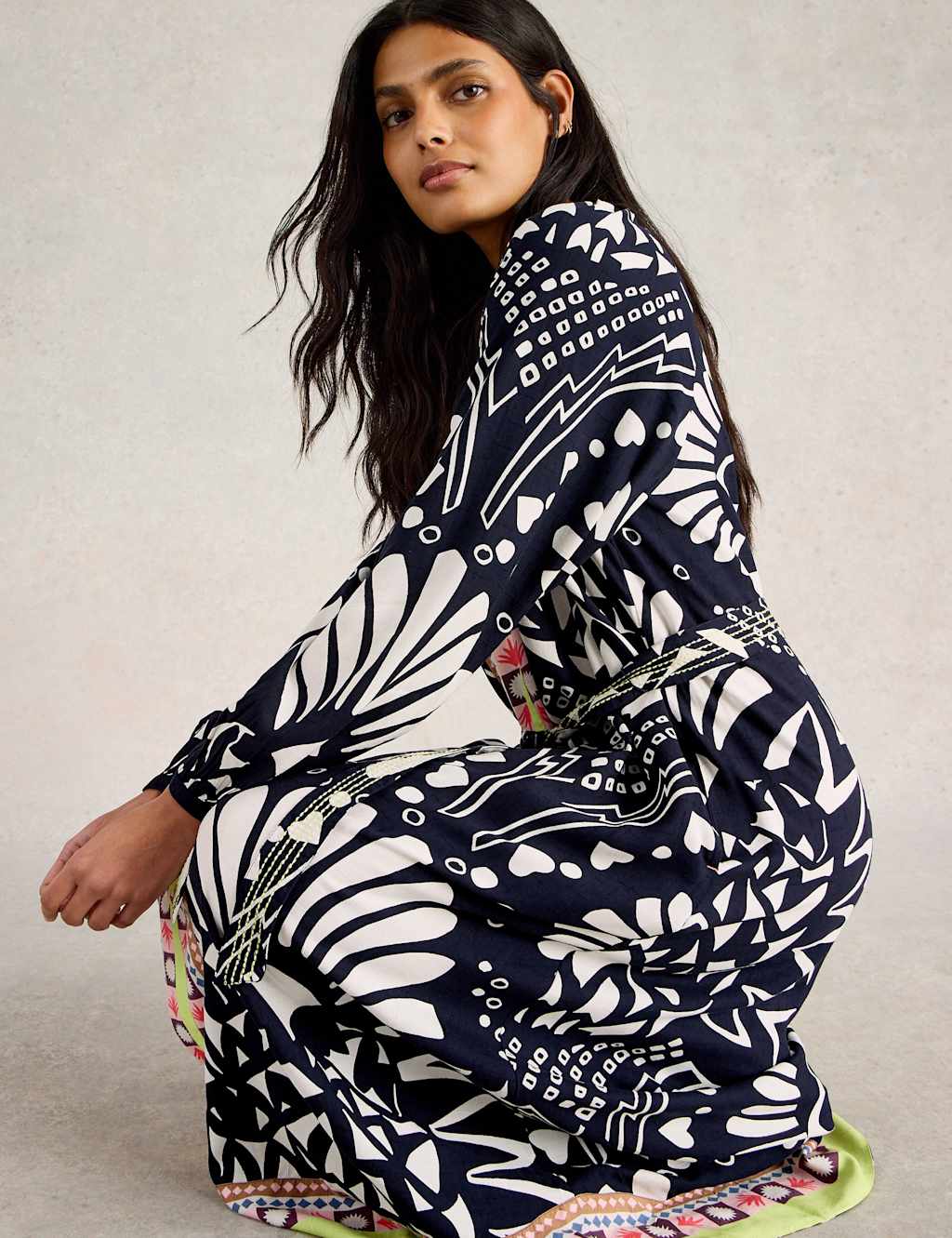Printed V-Neck Midi Kaftan Dress 5 of 6