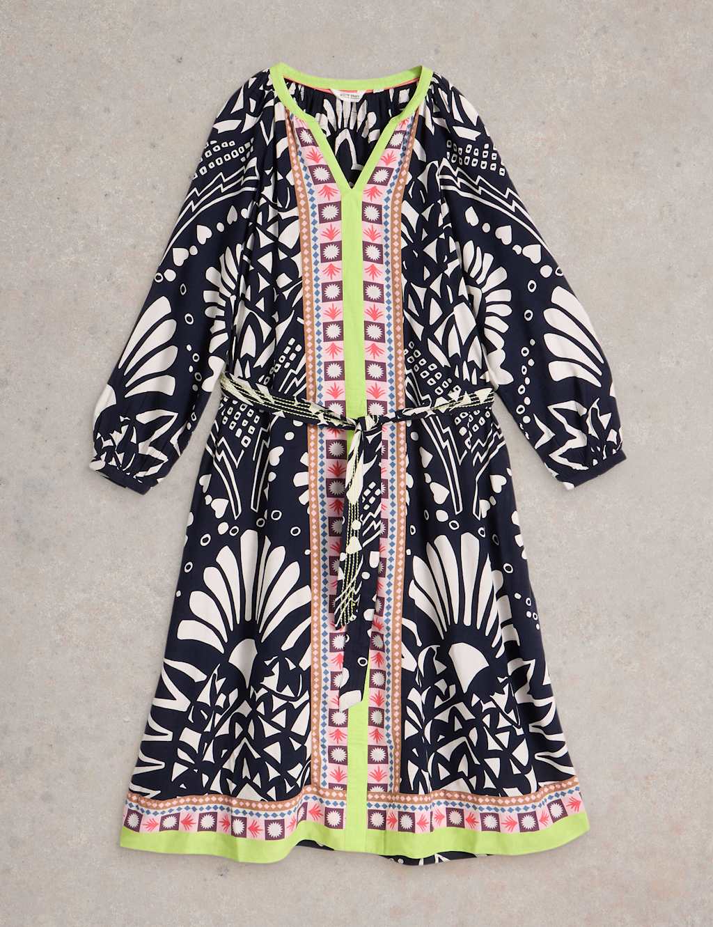 Printed V-Neck Midi Kaftan Dress 2 of 6