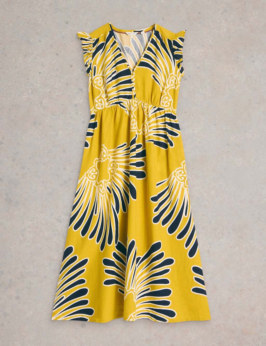 Linen Rich Printed V-Neck Maxi Tea Dress 2 of 6