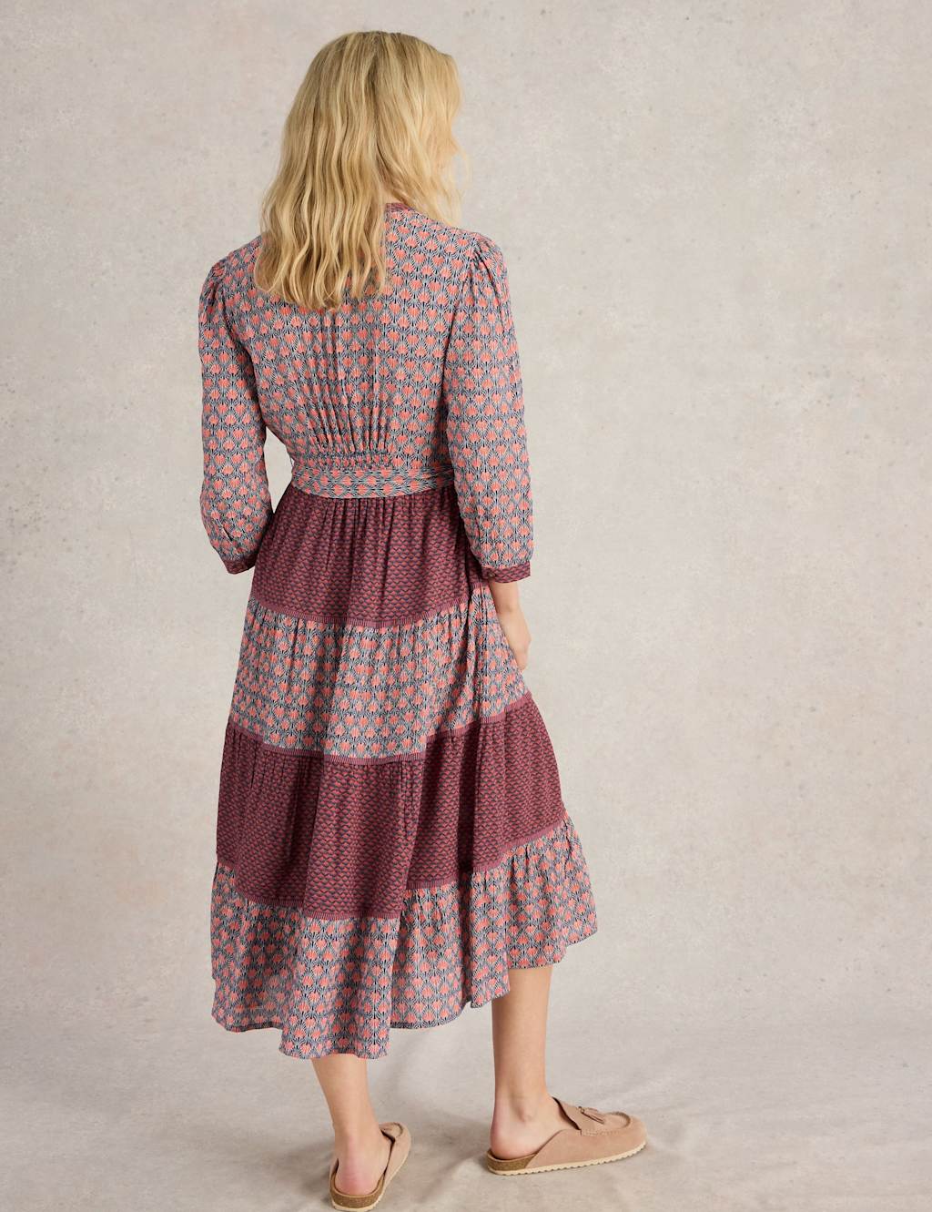 Mabel Printed Notch Neck Midi Tiered Dress 3 of 6