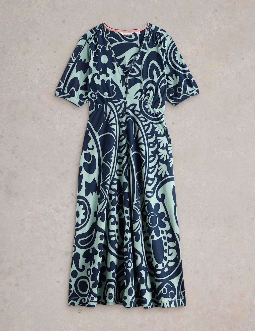Jersey Printed Midi Waisted Dress 2 of 6
