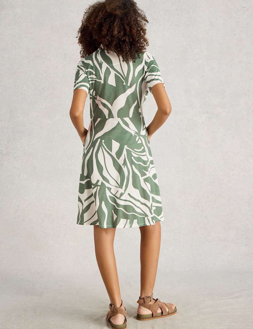 Jersey Printed Knee-Length Shirt Dress 4 of 6