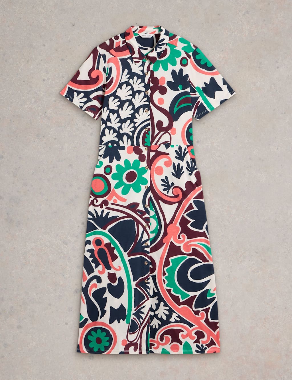 Jersey Printed Midi Shirt Dress 2 of 6