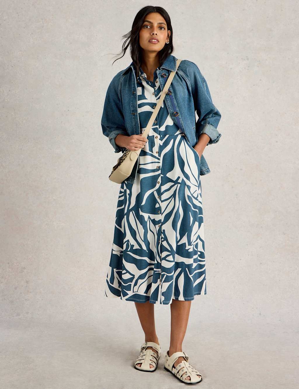 Jersey Printed Midi Shirt Dress 5 of 6