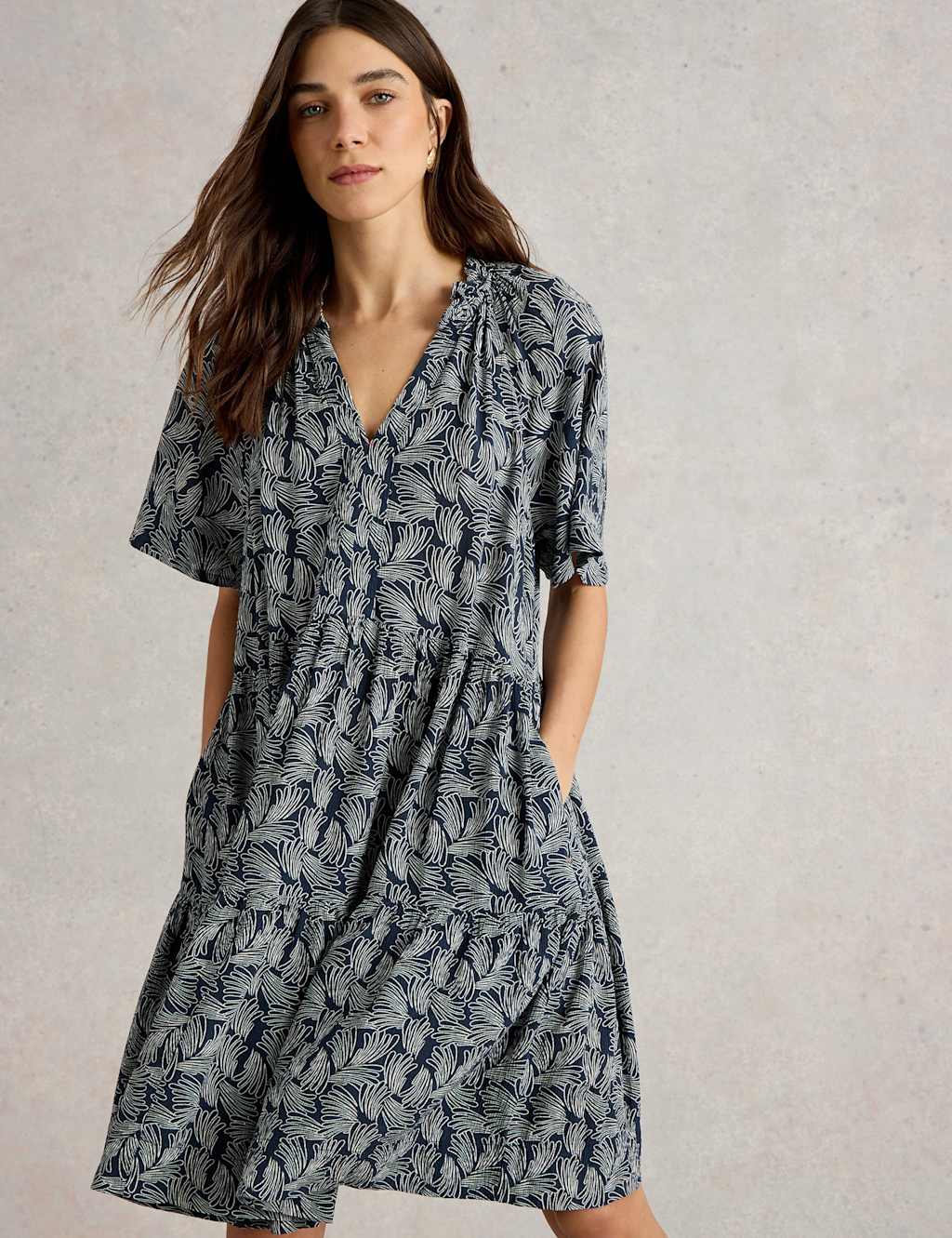 Printed Knee Length Tiered Dress 2 of 4