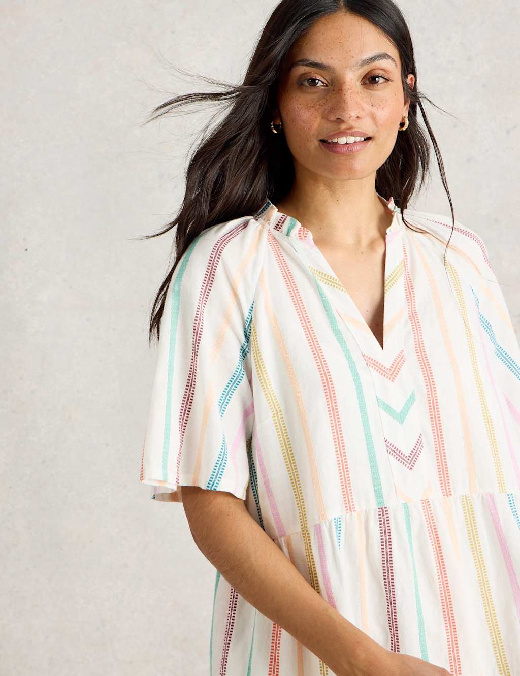 Pure Cotton Striped Tiered Dress 5 of 6