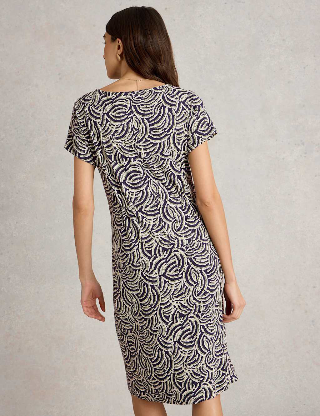 Jersey Printed V-Neck Knee Length Tea Dress 2 of 4