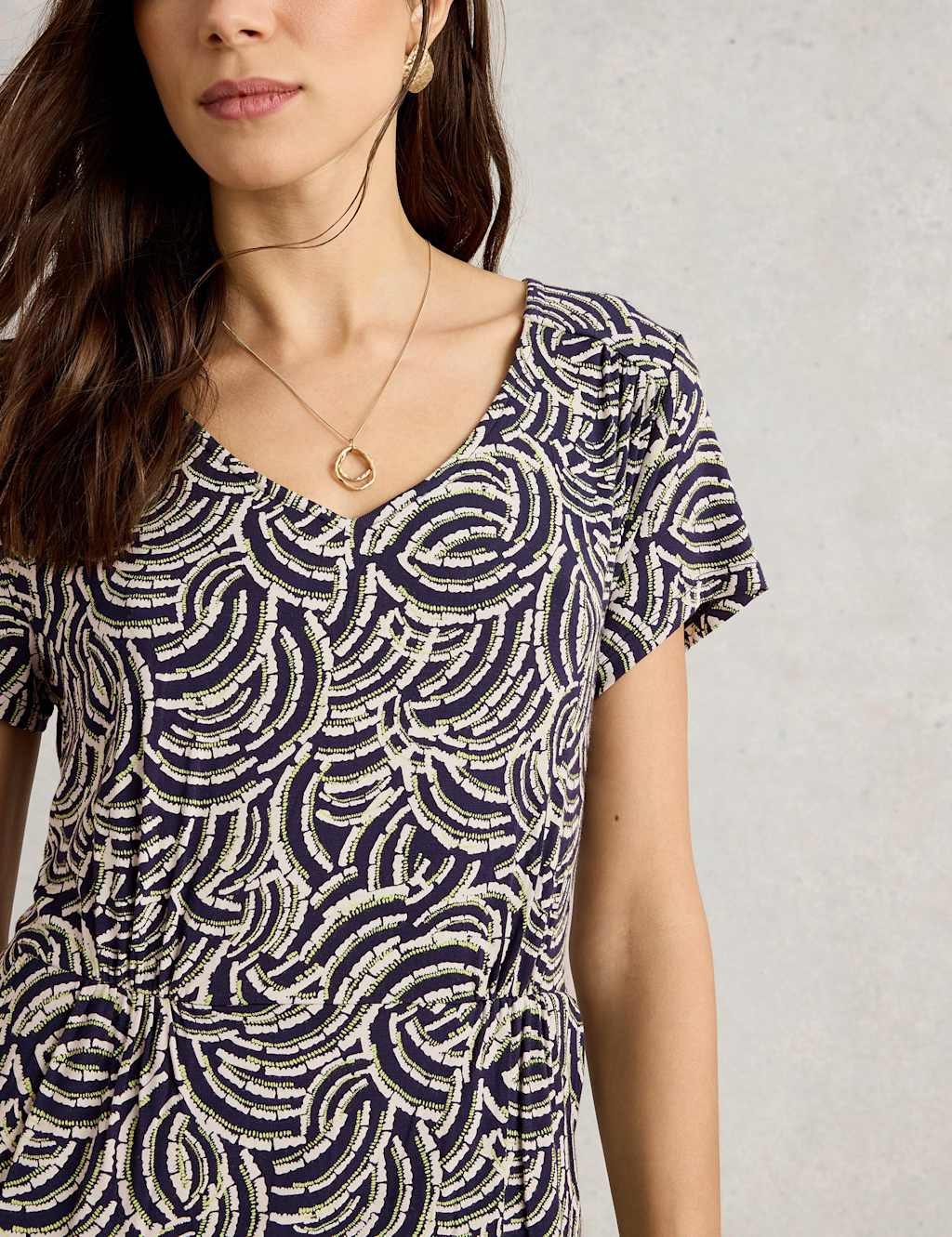 Jersey Printed V-Neck Knee Length Tea Dress 3 of 4