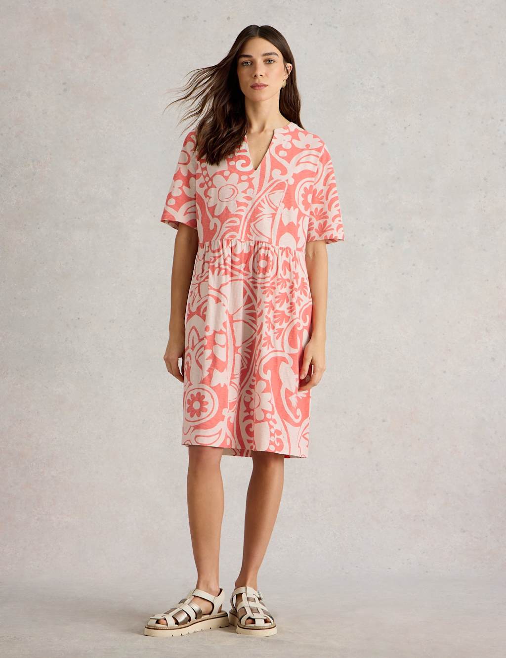 Jersey Printed V-Neck Shift Dress 3 of 6