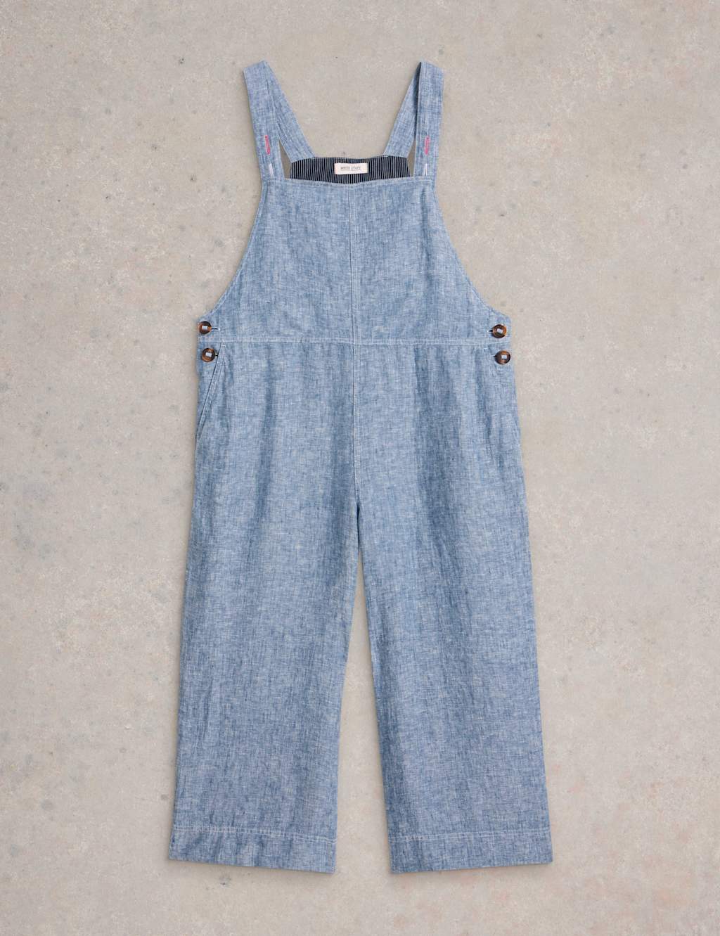 Pure Linen Cropped Relaxed Dungarees 2 of 6